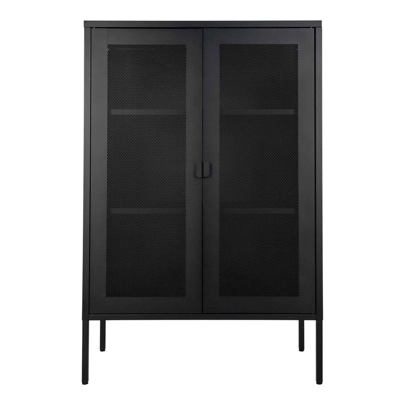 Vitrine aus schwarzem Metall mit durchbrochenen Gittertüren – 80x40x120 cm