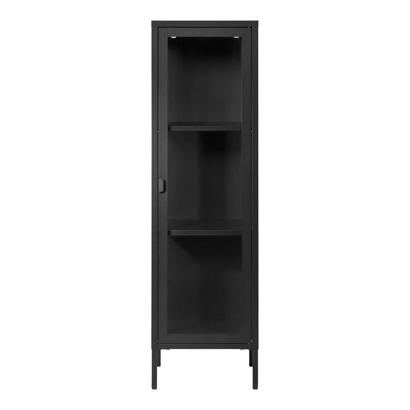 Vitrinenschrank aus schwarzem Metall mit Glastür in Säulenform – 40x35x140 cm