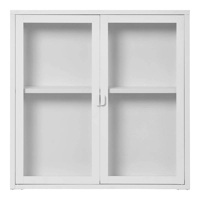 Wandvitrine aus Metall und Glas in Weiß mit Doppeltür – 80x18 cm